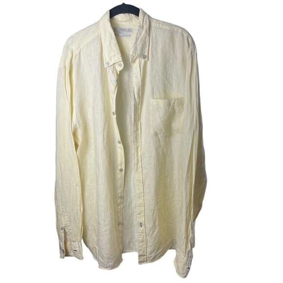 Mango 100% Linen Button Down Shirt, Butter Yellow, Casual, Weekend, Resort, XL - Picture 6 of 11